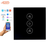 Interrupteur de ventilateur intelligent de type 86, norme européenne, spécifications britanniques, IP65, panneau tactile Smart Life, prise en charge de la télécommande, réglage numérique de la vitesse, Alexa