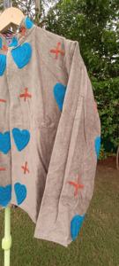 Premium Handcrafted <b>Velvet</b> Embroidery <b>Jacket</b> for <b>Women</b> | Heart Motif Bohemian Winter Outerwear - Product Image 5