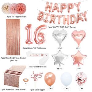 Nicro-globos de aluminio de oro rosa para <span class=keywords><strong>cumpleaños</strong></span> de <span class=keywords><strong>16</strong></span> °, conjunto de banderines para eventos de <span class=keywords><strong>cumpleaños</strong></span> de niña, suministros de fiesta para adultos, decoraciones, venta al por mayor - Product Image 2