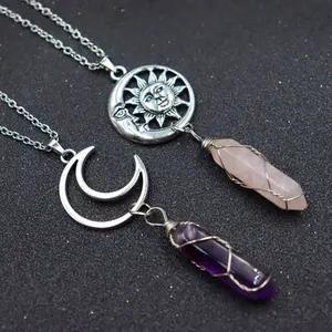 Natur Stein Perle Anhänger Schmuck Charms Sechseckige spitze Heilung Reiki Chakra Pendel für DIY Anhänger Halskette Herstellung