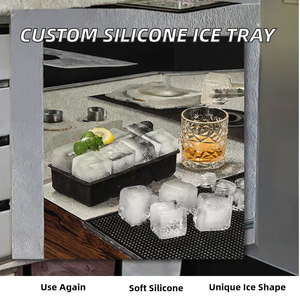 Wholesale OEM Brand Customized Reusable 6-Capacity Square Silicone Ice Tubs Ice <b>Cube</b> Mold Tray Manual Model HS-BG-003 Microwave - Product Image 2