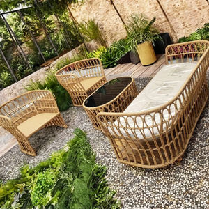 طقم كراسي راتان عتيقة للاستخدام الداخلي والخارجي، مصنوعة من الخيزران للشرفة والحديقة والمنزل والمكتب وغرفة الغسيل، متينة وأنيقة - Product Image 2