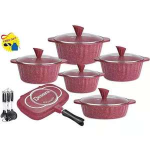 Dessini <span class=keywords><strong>di</strong></span> marca 21 pezzi <span class=keywords><strong>di</strong></span> pietra medica pan set non-stick set top grade pan - Product Image 1
