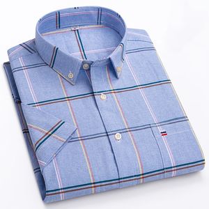 Precio de fábrica algodón Oxford fino verano nueva camisa de manga corta hombres Casual Slim medio con Color sólido Fashio - Product Image 4