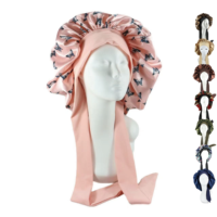Salon de coiffure Écharpe Wraps Nuit Sommeil Soins Grande Tresse Satin Imprimé Bande Élastique Turban Sommeil Cap Cheveux Casual Soie Bonnet