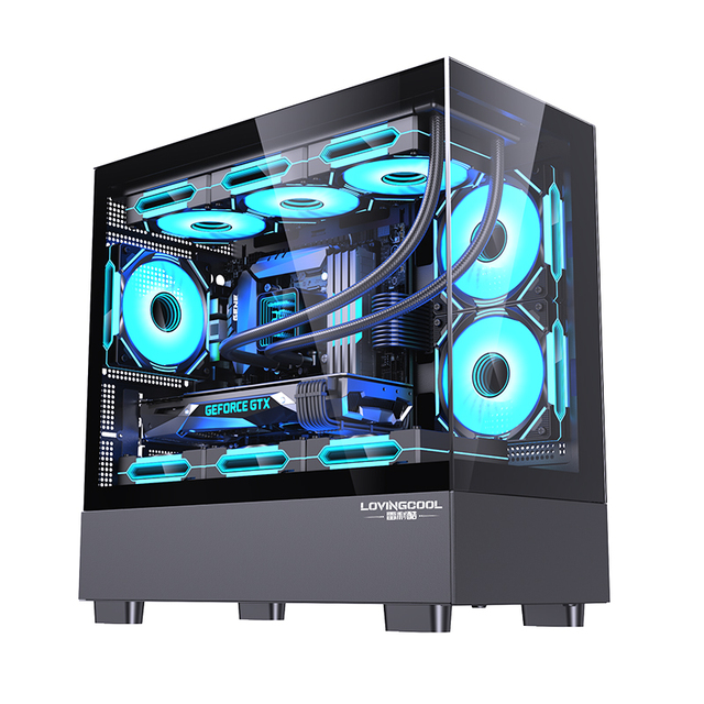 Lovingcool Custom M-ATX / Mini-ITX Gaming Case PC Cabinet LED Cool CPU Chassis Mid Tower Gamer Computer Case with Tempered Glass