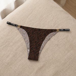 Culotte string sans couture taille basse en soie glacée à imprimé léopard noir pour femme – Confortable, ultra-fine et sexy – Vente en gros - Product Image 2