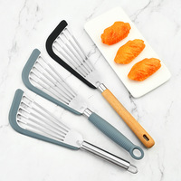 Spatule à steak de poisson en silicone en acier inoxydable avec manche en bois