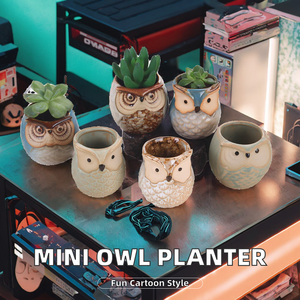 Mini maceta de búho moderna, maceta de bonsái suculenta de cerámica esmaltada para decoración de oficina en casa y uso en el jardín, dolomita DeHua Hengfei - Product Image 2