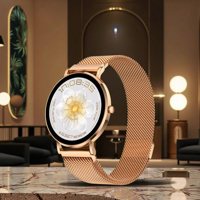 AM28 Zinc Alloy 1.32inch AMOLED Screen 6.8mm Fashion Ultra-thin Bluetooth Call -Selling Wearable for Women Smart Watch