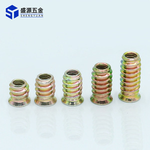 Shengyuan Thread Inserts M6 M8 M10 Metric Coarse Fully Threaded Iron Plated For Furniture Board Embedded Parts - Product Image 1