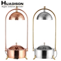 Huadison Fournitures de restauration Équipement de cuisine Or rose Double chauffage Suspendu Chauffe-plat Ensemble de buffet