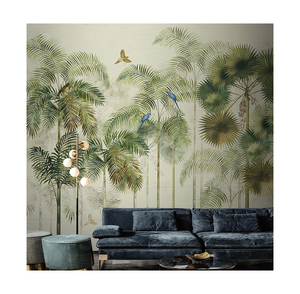 Palmier Oiseau Paysage Papier Peint <span class=keywords><strong>Tv</strong></span> Fond Mur Tissu Salon Chambre Mur Tissu Bois Jungle Murale - Product Image 1