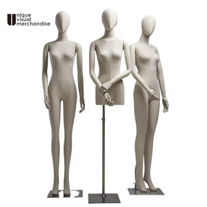<span class=keywords><strong>Mannequin</strong></span> Femme en Tissu de Lin avec Bras et Tête en Plastique Blanc, Modèle Beige Adulte Corps Entier/Buste pour Présentation de Vêtements - Product Image 1