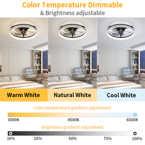 19.7'' Low Profile <b>Ceiling</b> Fan with <b>Light</b> 6 Fan Speeds No Noise Motor Flush Mount <b>Remote</b> <b>Control</b> for Bedroom Kitchen Living room - Product Image 4
