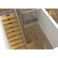 Escalier flottant Garde-corps en verre Bois massif Chêne foncé Acier Escaliers en porte-à-faux