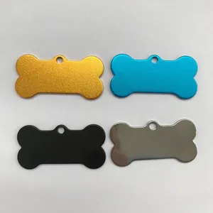 In acciaio inox forma di osso di cane tag di formato personalizzato di alluminio pet nome tag