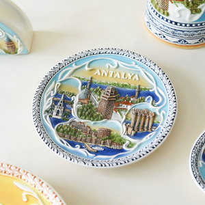 Set di Souvenir in Ceramica Personalizzato delle Attrazioni Turche, Piatto e Tazza Commemorativi del Turismo Europeo in Porcellana con Design in Rilievo 3D - Product Image 3