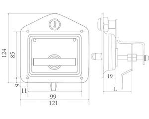 משאית או קרוואן ארגז כלים סומק הר מלוטש נירוסטה מפתח-נעילה שקוע מתקפל ידית T מנעול - Product Image 3