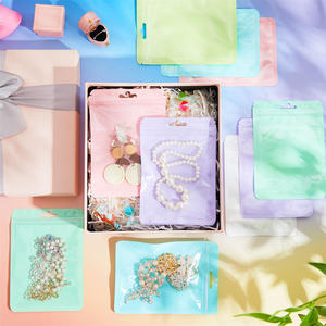 Sacs d'emballage en plastique refermables avec logo personnalisé, étanche, rose, violet, accessoire, fermeture éclair, fermeture éclair en mylar avec trous de suspension - Product Image 1