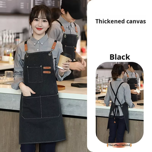 Tablier en toile avec logo personnalisé, uniforme de serveur, uniforme de travail unisexe, uniforme de cuisine, uniforme de café, uniforme de restaurant - Product Image 5
