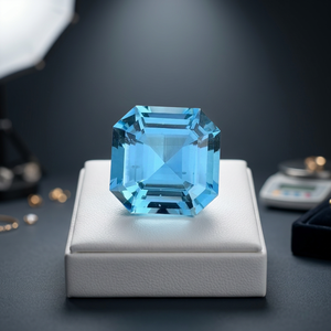 Aigue-marine bleue Santa Maria de 4,90 carats, pureté VVS, taille Asscher excellente, provenant du Brésil - Product Image 3