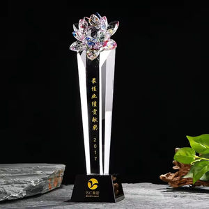 ของตกแต่งเทศกาลสุดหรู ดอกบัวคริสตัลหลากสี ของขวัญส่งเสริมการขายพร้อมโลโก้สั่งทำ รางวัลถ้วยรางวัลงา<span class=keywords><strong>น</strong></span>ฝีมือ - Product Image 5