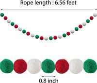 Guirlande de boules en feutre de laine WILLBOND, 2 pièces, 6,5 pieds de long, 24 boules, pompons colorés (rouge, blanc, vert) pour Pâques, Noël