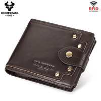 Portefeuille classique pour voyage, pliable, doublure en polyester, porte-billets, blocage RFID, court, en cuir véritable, simple, de luxe