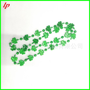 St Patrick's Day Shamrock <b>Beaded</b> Necklace <b>Plastic</b> Party Decoration Green LPP4448 - Product Image 5