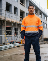 Sweat-shirts personnalisés pour hommes avec bandes réfléchissantes haute visibilité, sweat-shirt de sécurité à demi-zip, veste à manches longues, vêtements de travail haute visibilité, sweat-shirt OEM