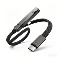 Kabel Data 240W Berkecepatan Tinggi dengan Selubung Kepang dan Penyangga Lipat, Kompatibel untuk Tablet
