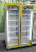Lemari Pendingin Display Pintu Kaca Vertikal Kapasitas Besar Pendingin Kipas LED 48C Ambient Brake Roda Komersial