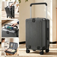 Valises à roulettes rigides légères à ouverture frontale 20/24 pouces en PC avec porte-gobelet – Expédition rapide depuis l'entrepôt américain