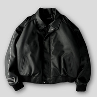 Streetwear personnalisé hiver hommes noir chenille brodé fermeture éclair Varsity Bomber Jacket hommes cuir Varsity Jacket