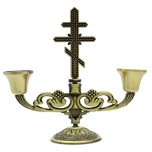Portacandele Religioso BZR21558-1, Candelabro a Croce Ortodossa per Chiesa o Scrivania - Product Image 1