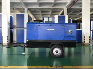 High Quality 185-1200 Cfm Towable Diesel Engine Portable Moveable Mobile Screw Type Air Compressor Supplier