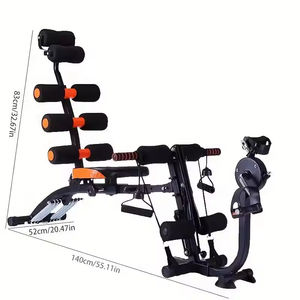 Banc de musculation réglable 6-en-1 pour la salle de sport à domicile. Équipement de fitness parfait pour les exercices abdominaux avec cordon de tension dorsal - Product Image 2