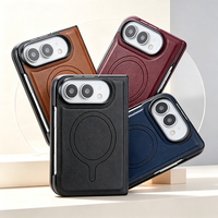 Étui magnétique pour iPhone Fold 18 avec porte-cartes, coque arrière en cuir PU