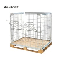 Palette de stockage en acier à mailles métalliques empilable sans fond robuste pour entrepôt avec palette en bois