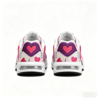 Op maat gemaakte Air Cushion Sneakers met hart-graffiti print, mesh hardloopschoenen, gepersonaliseerde Valentijnsdag casual schoenen voor dames