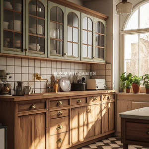 Mobili da Cucina in Stile Francese, Armadi su Misura per Tutta la Casa, Librerie in Stile Antico, Cabina Armadio in Legno Massello con Vetro Intagliato Chengdu - Product Image 2