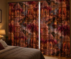 Indian Architectural <b>Curtain</b> Velvet Or Blackout Art Nouveau <b>Window</b> Each Panel Luxury Decorative Drapes for Living Room Bedroom - Product Image 3