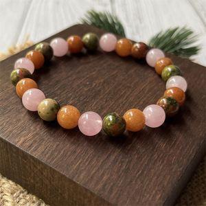 Bracelet en pierre naturelle avec perles de verre colorées pour le nettoyage des chakras, bijoux sans soudure, carte personnalisée - Product Image 3