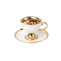 Ensemble de tasses à thé et à café en céramique plaquées or de luxe personnalisées, boîte cadeau 6 pièces