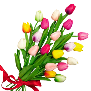 Hot Selling Realistic Indoor Decoration Multicolour <b>Artificial</b> <b>Flowers</b> Bouquet Plastic PVC Tulip Real Touch Mother's Day - Product Image 2
