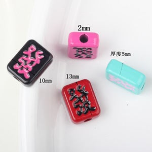 Pièces d'espacement en métal peintes de luxe colorées en gros, accessoires décoratifs à motif Mahjong pour la fabrication de bijoux - Product Image 3