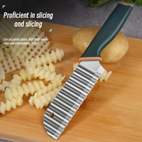 Roestvrijstalen Crinkle Cutter Groente Dieper Kreukel Snijmachine Scherp Mes Met Hang Gat Golvende Frietjes Chopper Voor Aardappel