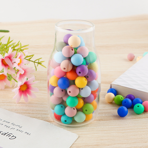 Kovict vente en gros 12mm 15mm bébé anneau de dentition bricolage mâcher breloque collier bijoux accessoires morsure Silicone imprimé rond perles en vrac - Product Image 3