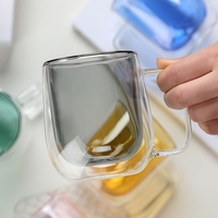 Mug à café en verre résistant à la chaleur coloré, verres à café à double paroi pour le thé, le café ou le jus